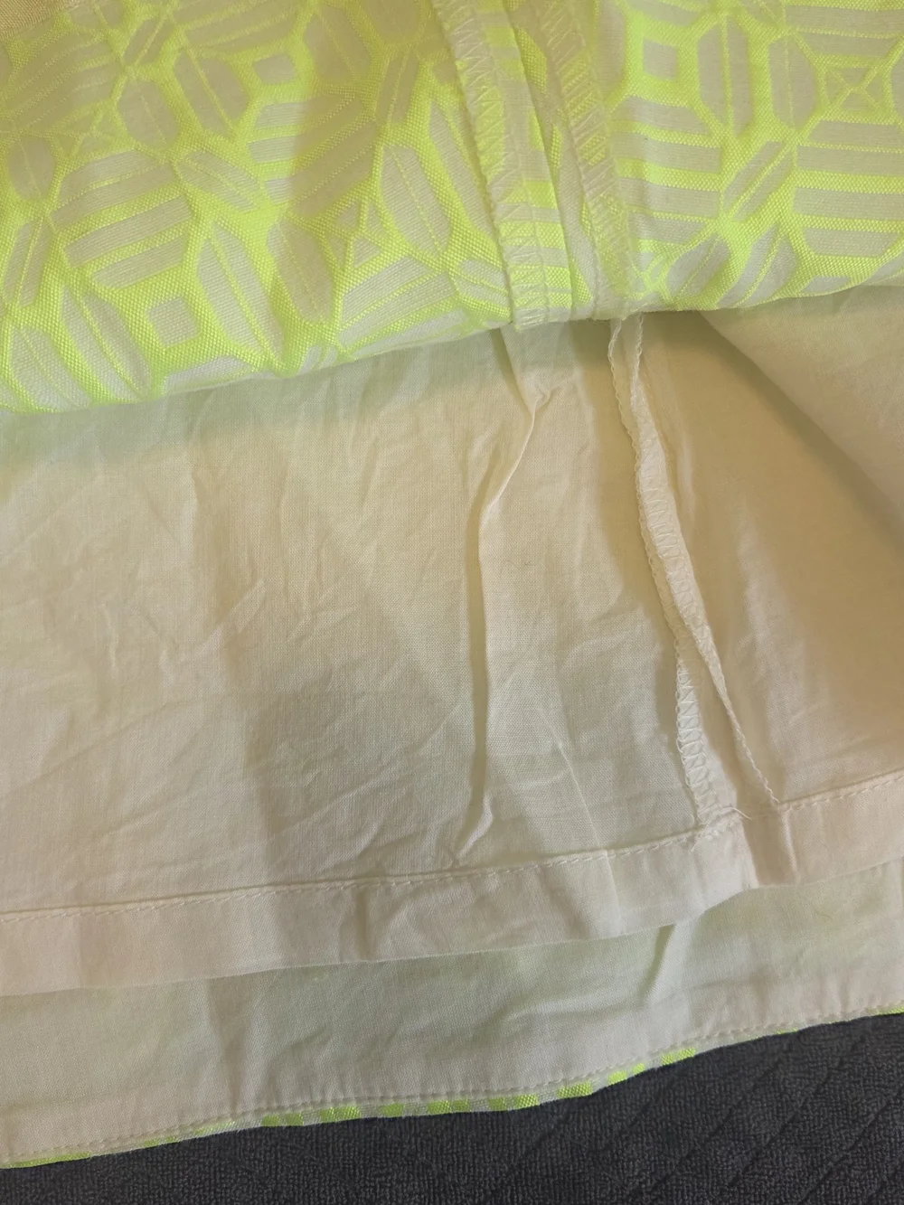 J. Crew Neon Lime Textured A-Line Skirt with Geometric Jacquard